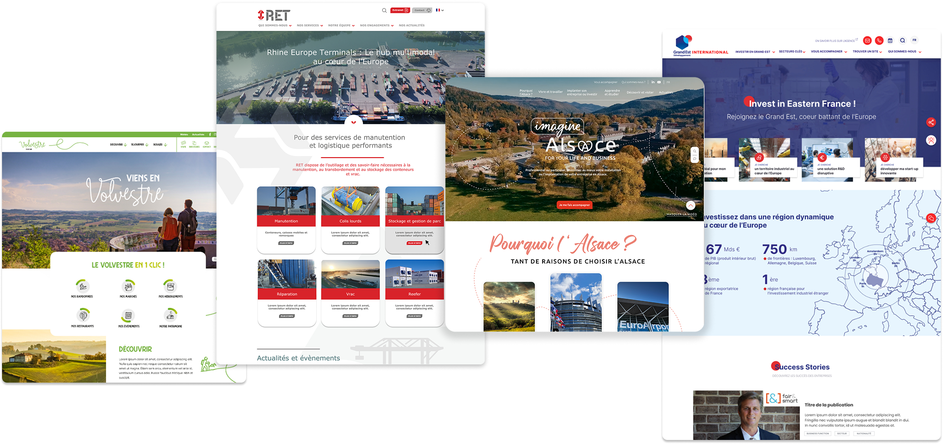 Panel de sites web multilingues créés par la couleur du zèbre